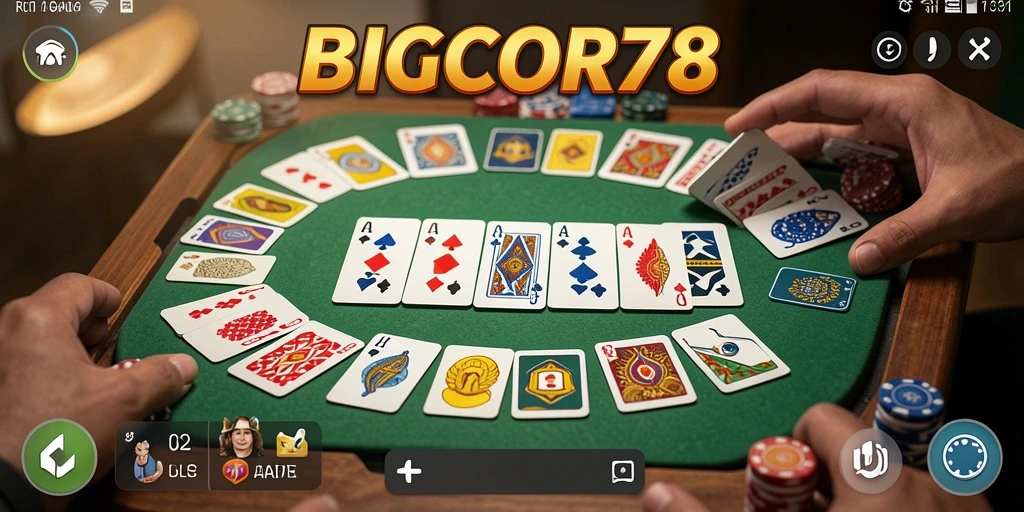 Tampilan gameplay seru dalam aplikasi BIGCOR78 Gaple.