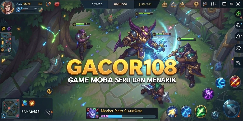 Tampilan gameplay GACOR108 yang intens dan seru di arena MOBA.
