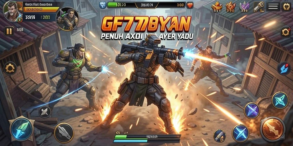Tampilan gameplay GF777 dengan aksi pertarungan yang seru dan dinamis.