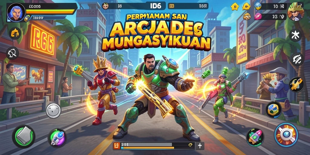 Tampilan gameplay seru dengan karakter lucu dalam ID66.
