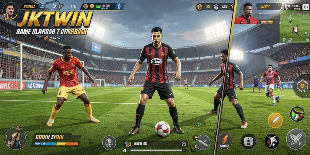 Tampilan gameplay JKTWIN yang penuh aksi olahraga.