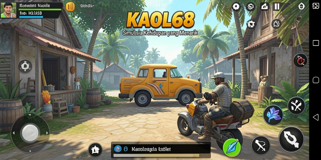 Tampilan gameplay KAOL68 dengan aktivitas simulasi kehidupan nyata.