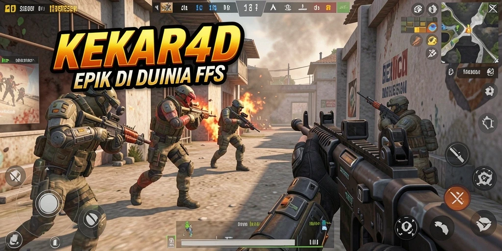 Screenshot utama KEKAR4D menampilkan pertempuran intens antara pemain FPS.