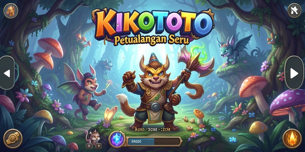 Screenshot KIKOTOTO menunjukkan karakter utama berpetualang di hutan yang magis.