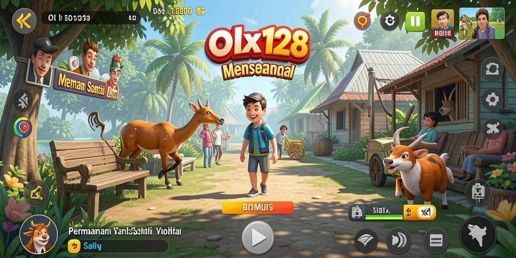 Tampilan screenshot utama OLX128 yang menunjukkan gameplay yang menyenangkan.