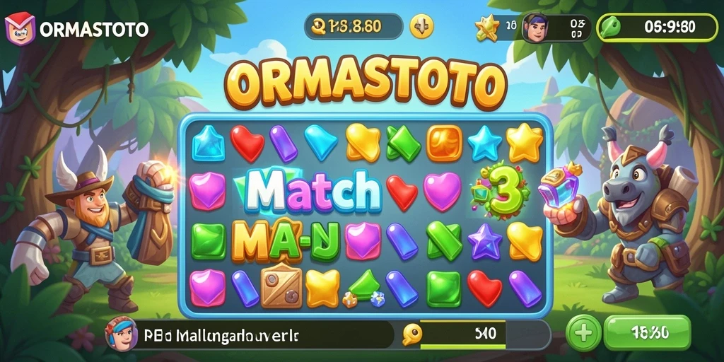 Screenshot gameplay ORMASTOTO menampilkan keseruan mencocokkan elemen.