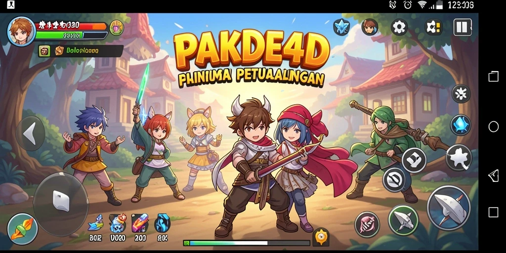 Tampilan gameplay PAKDE4D yang menampilkan karakter anime dalam aksi.