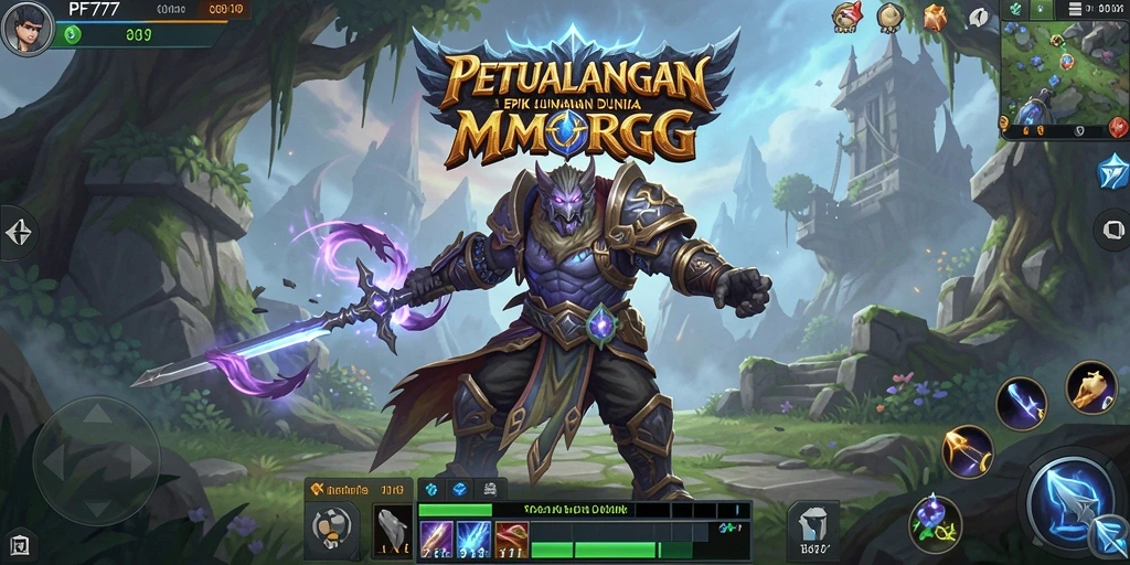 Screenshot gameplay PF777 yang menunjukkan pertempuran seru di dunia MMORPG.