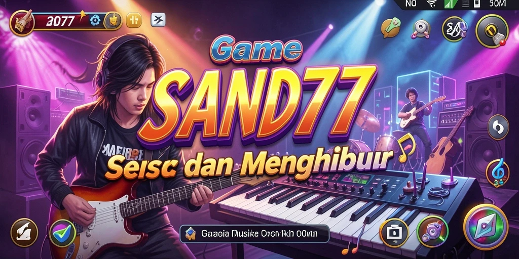 Tampilan screenshot utama SAND77 dengan gameplay musik yang menarik.