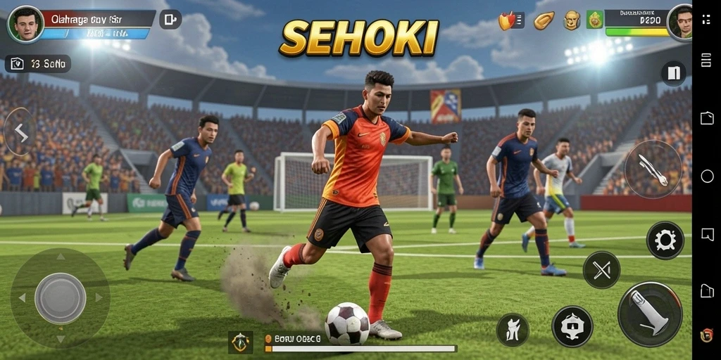 Tampilan gameplay SEHOKI dengan aksi olahraga seru.