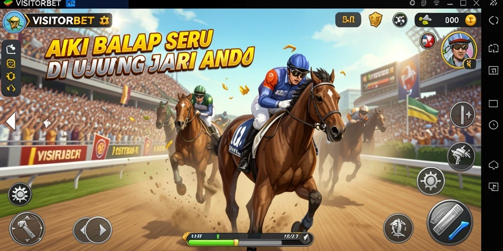 Tampilan gameplay balap seru dalam VISITORBET dengan kecepatan tinggi.