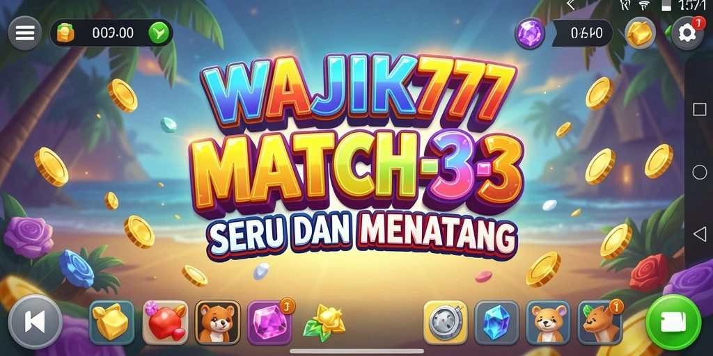 Screenshot WAJIK777 menampilkan aksi seru permainan Match-3 yang menantang.