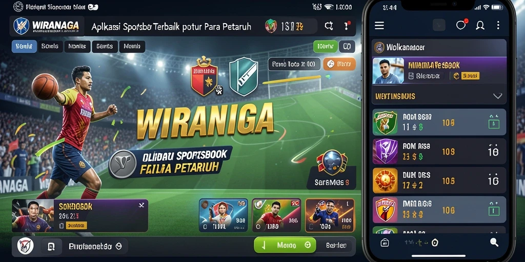 Tangkapan layar utama WIRANAGA menampilkan antarmuka taruhan olahraga yang menarik.